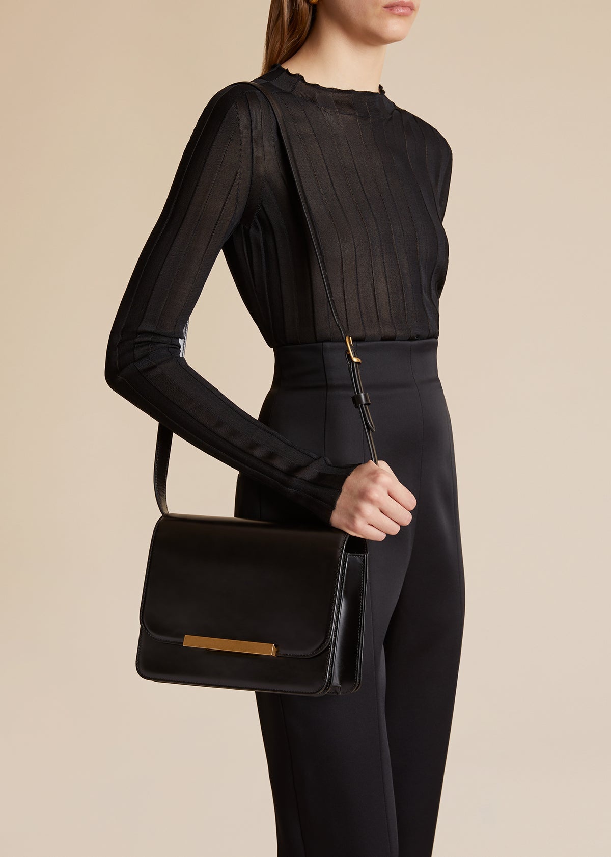 The Bridget Crossbody Bag in Black Leather - 5
