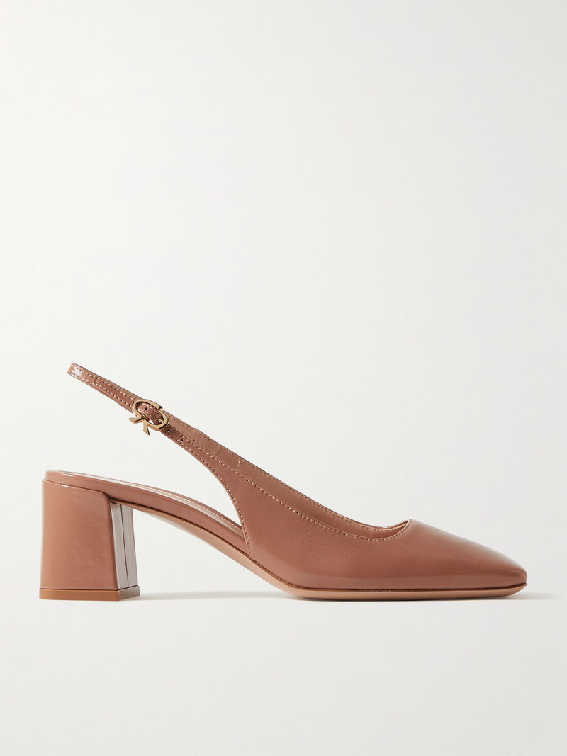 Nuit 55 Glossed-leather Slingback Pumps 1