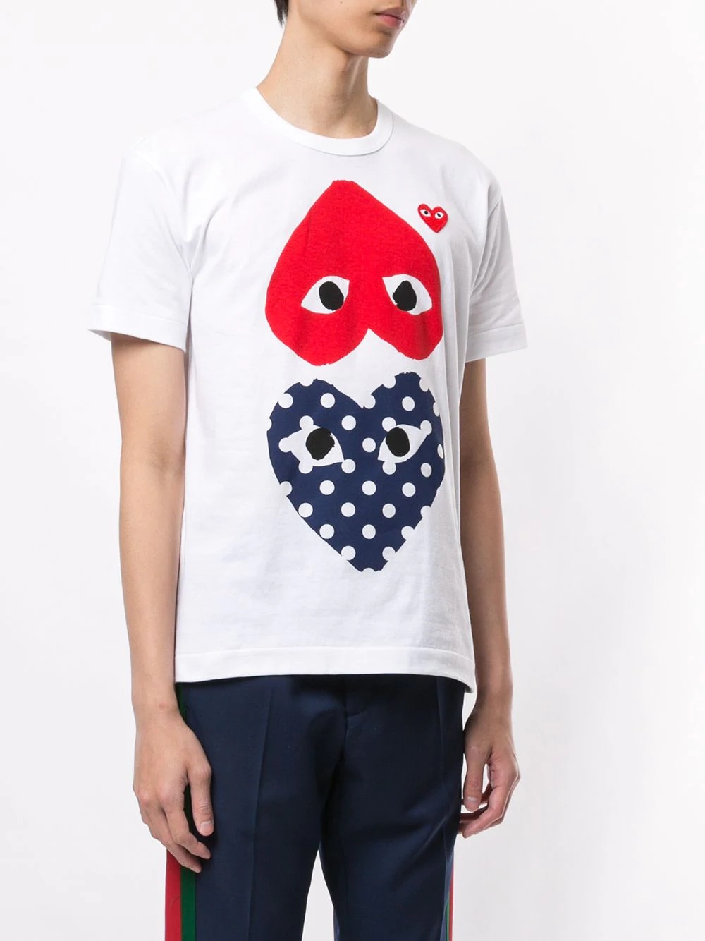 heart print crew neck T-shirt - 3