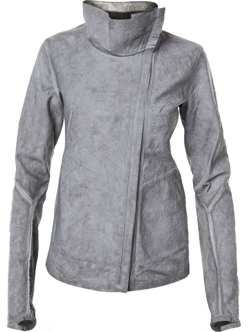 off-centre leather biker jacket 1