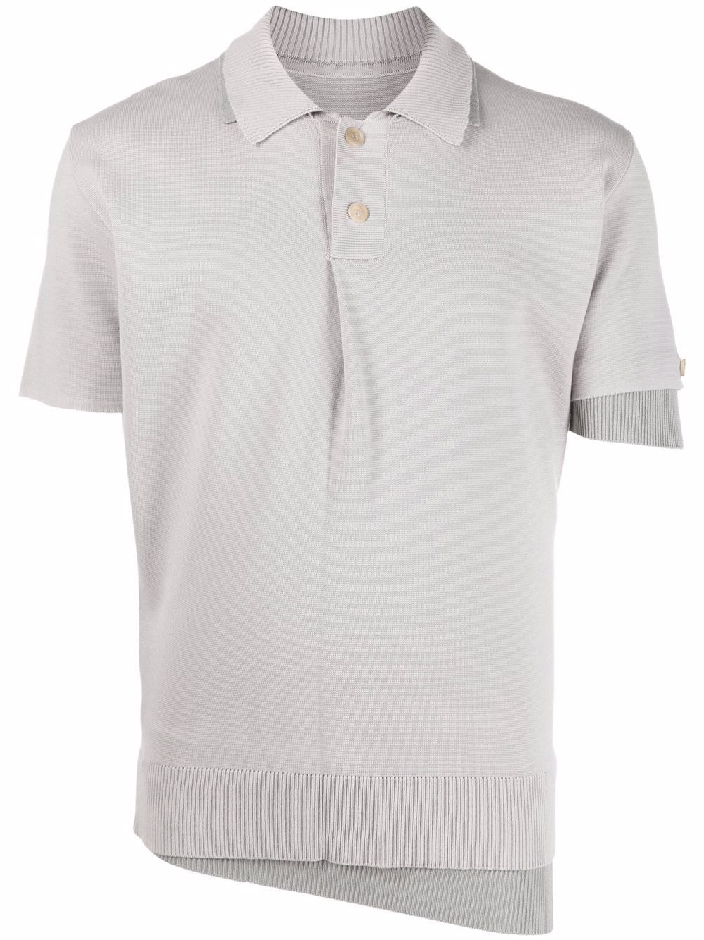 layered fine-knit polo shirt - 1