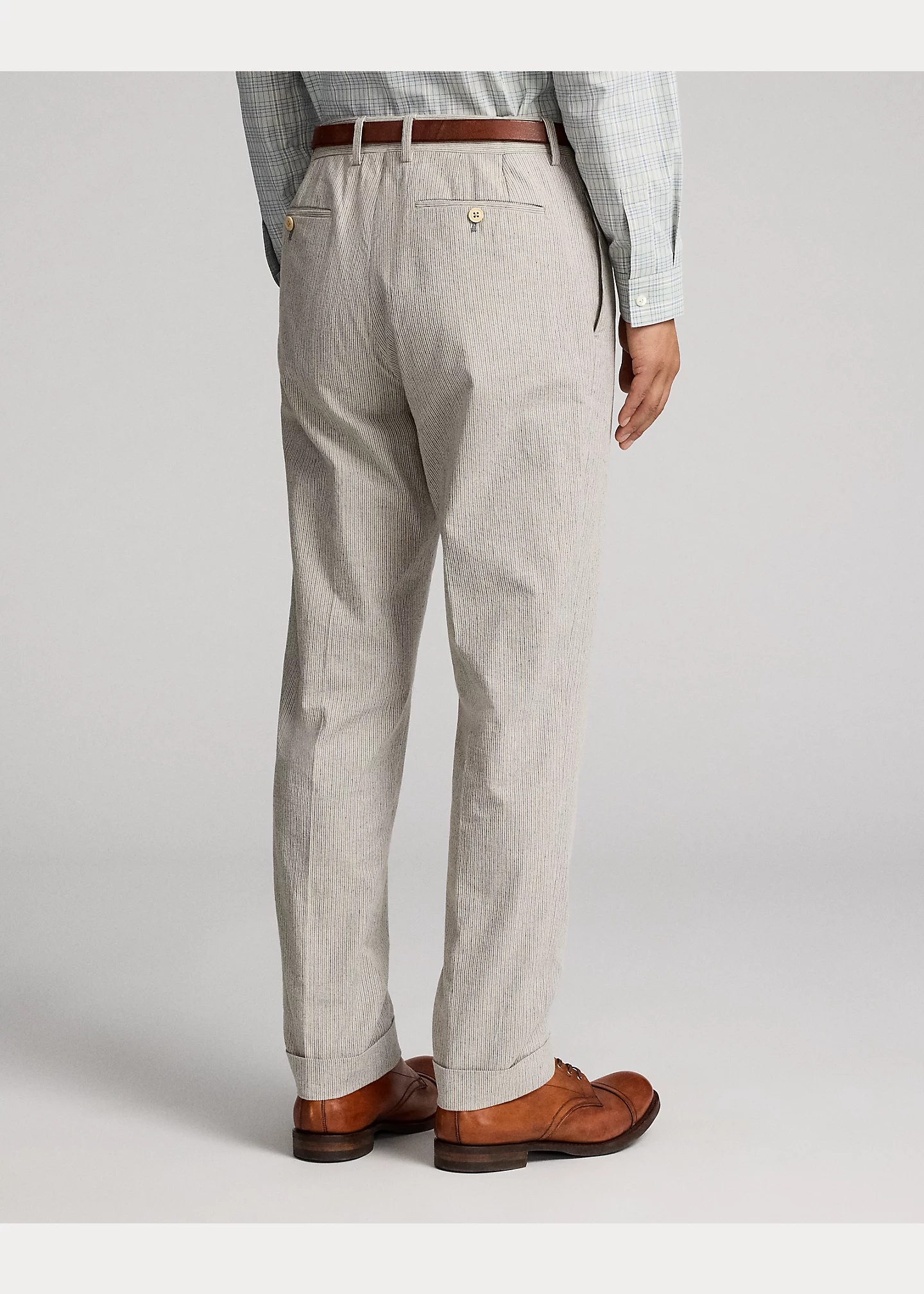 Slim Fit Striped Cotton Suit Trouser - 4