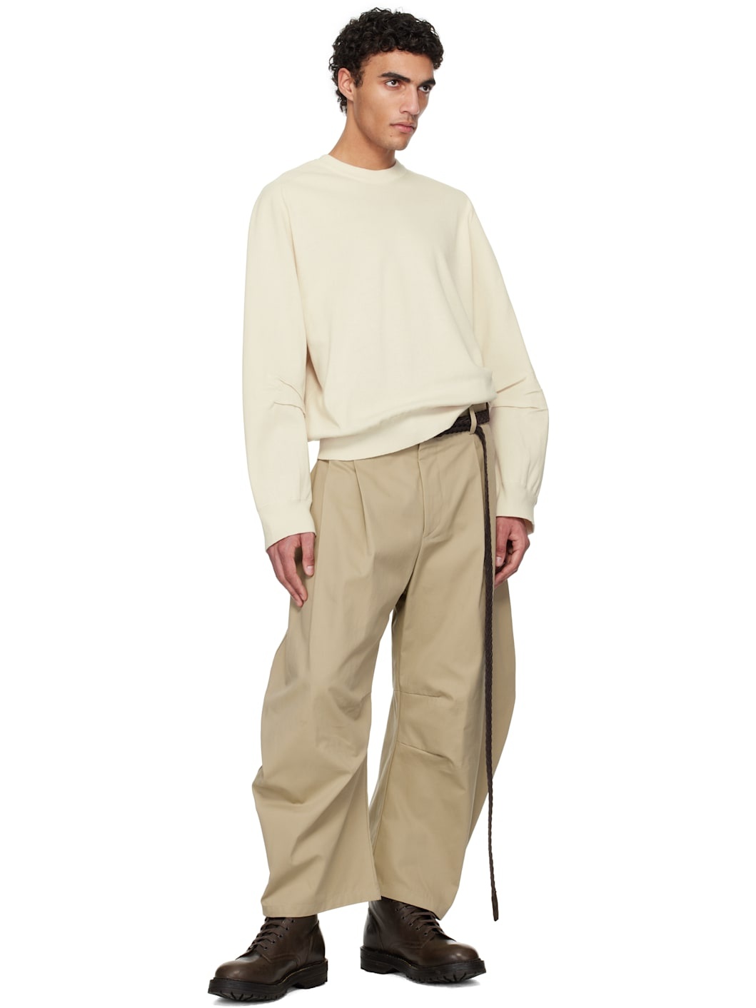 Khaki Curved Trousers - 4