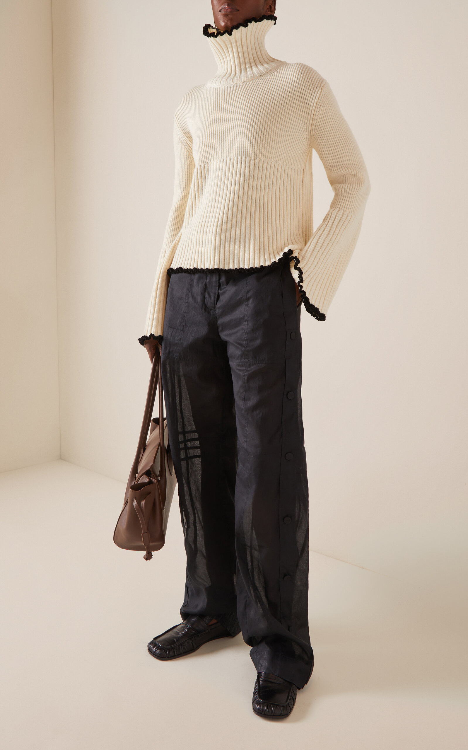 Ribbed-Knit Wool-Blend Sweater ivory - 2