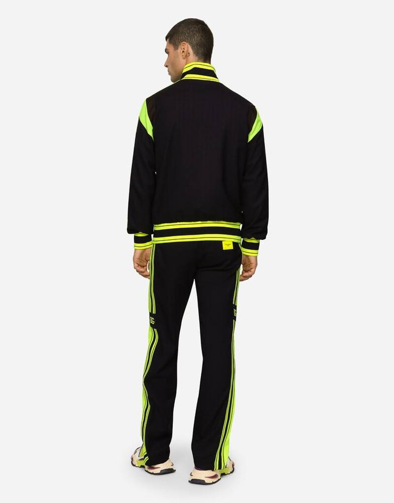 Checked wool jogging pants with branded plate 2