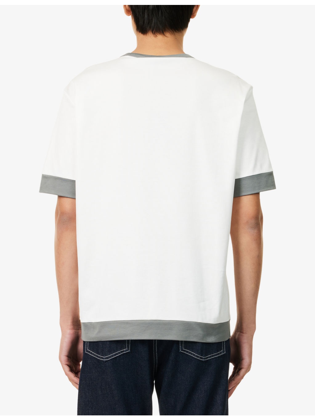 Contrast-Trim Crew-Neck Cotton T-Shirt - 4
