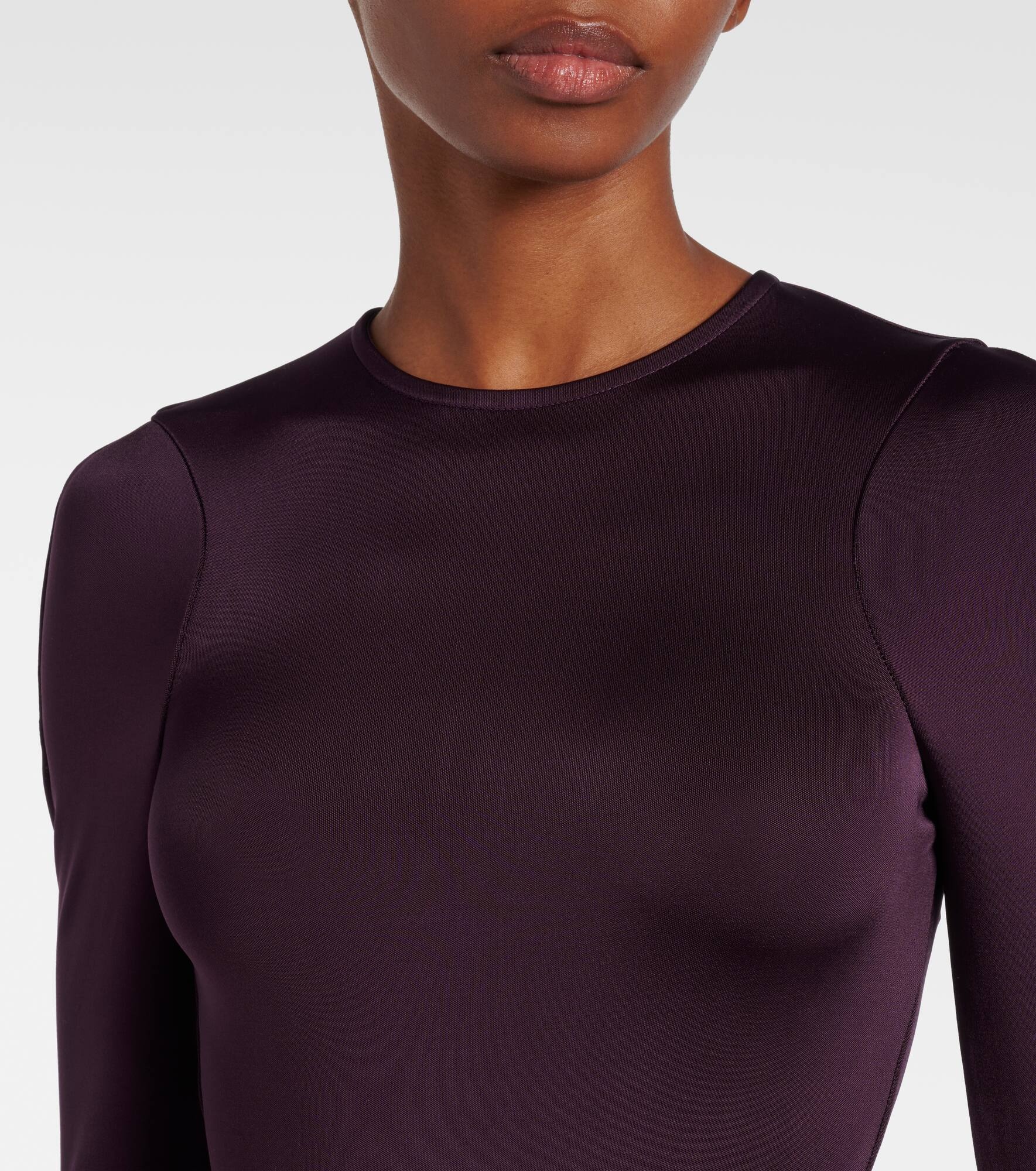 Gathered jersey midi dress - 4