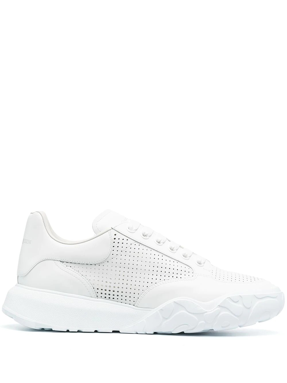 perforated leather sneakers - 1