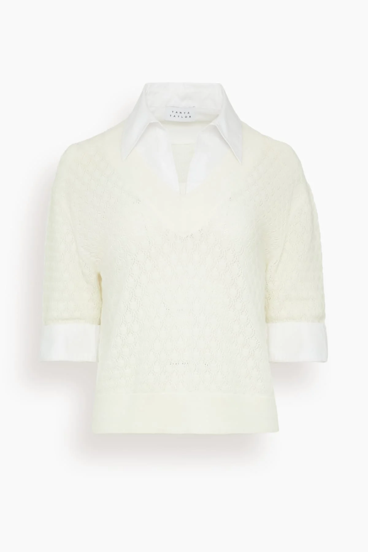 Esme Pointelle Knit Top in Cream - 1