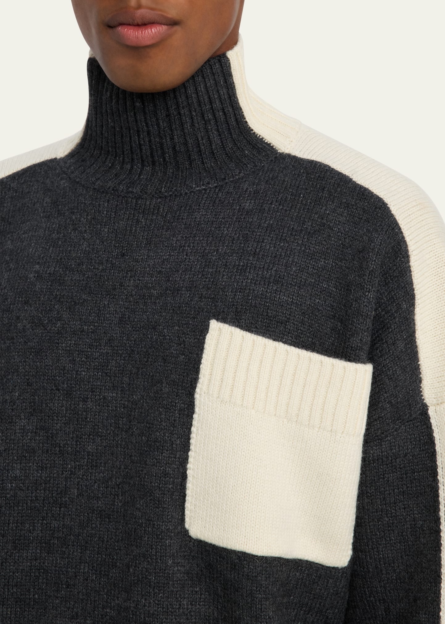 Men's Bicolor Wool-Blend Turtleneck - 5