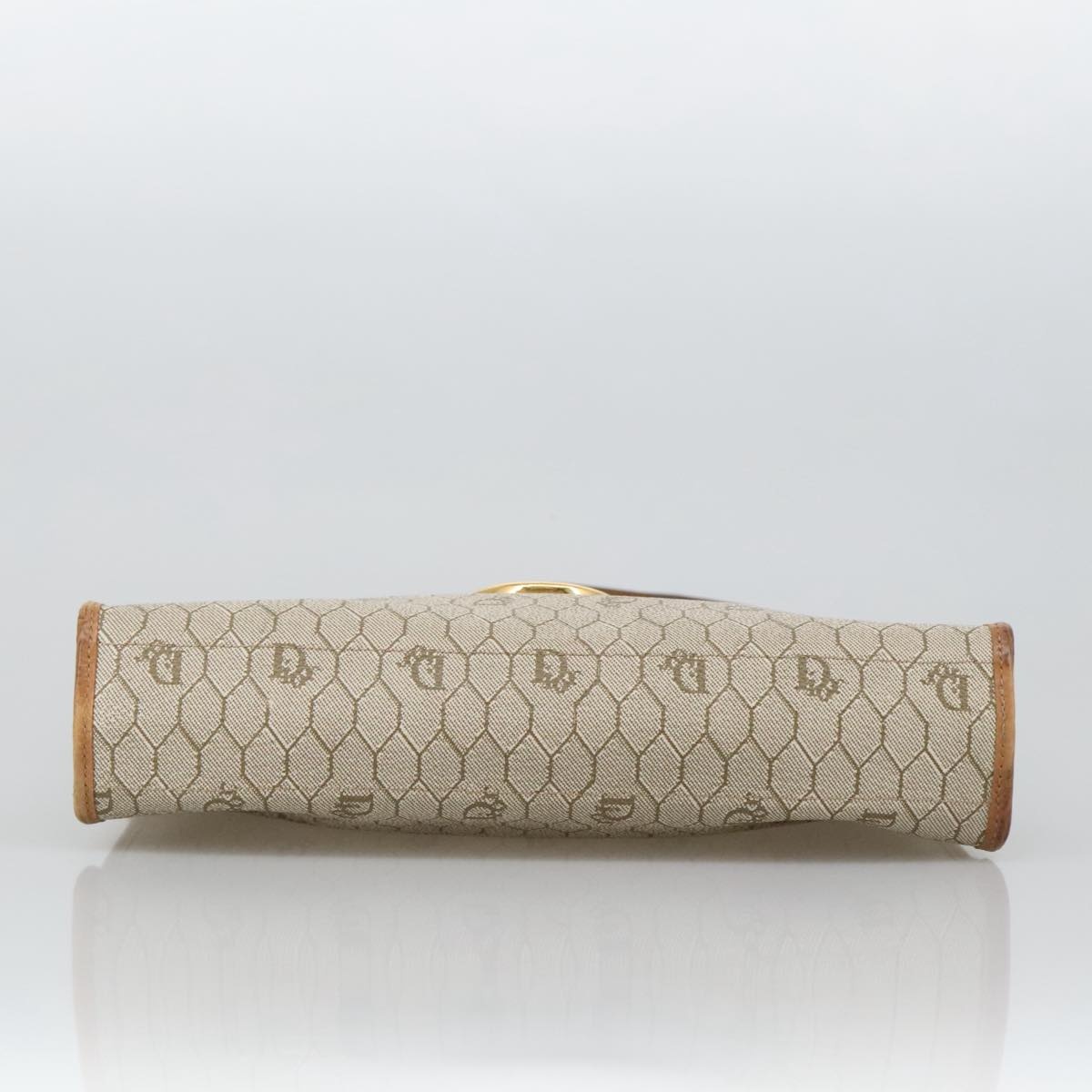 DIOR Honeycomb Canvas Hand Bag Leather Beige Gold - 11