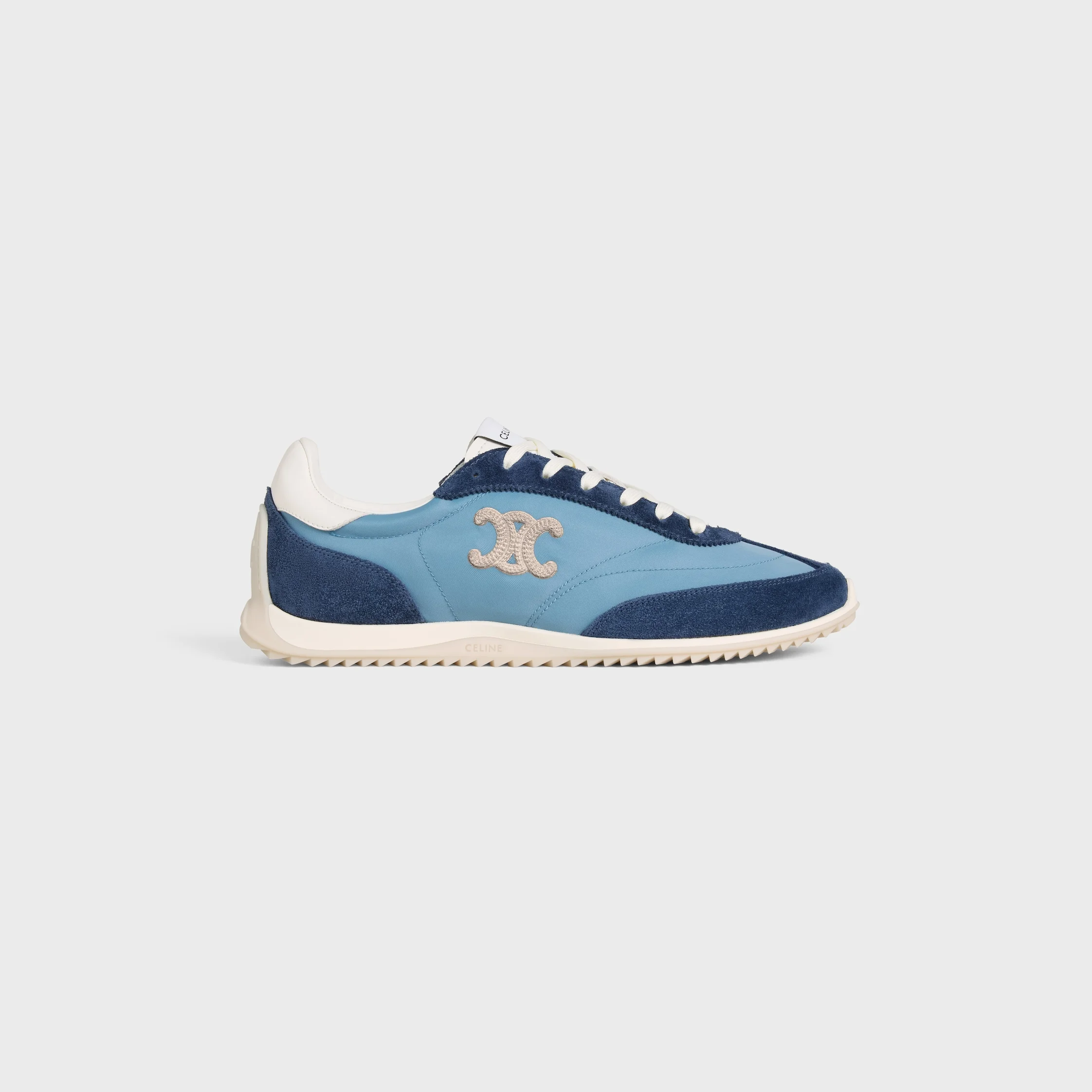CELINE RACER - LOW TOP SNEAKER WITH TRIOMPHE IN NYLON, SUEDE CALFSKIN AND CALFSKIN - 1