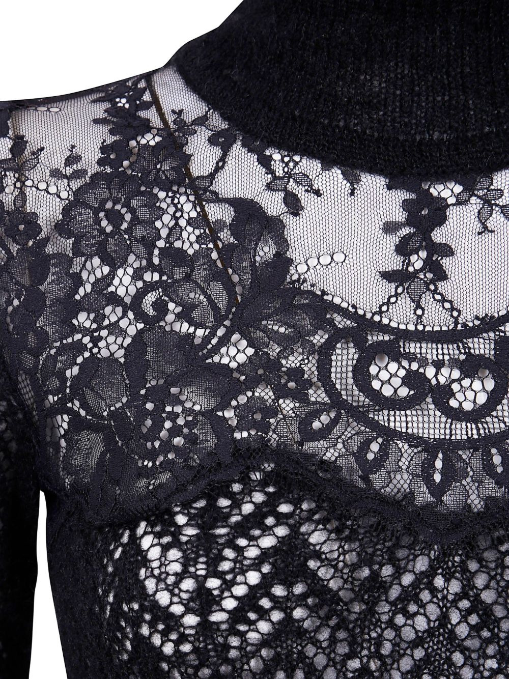lace-insert turtleneck top - 3