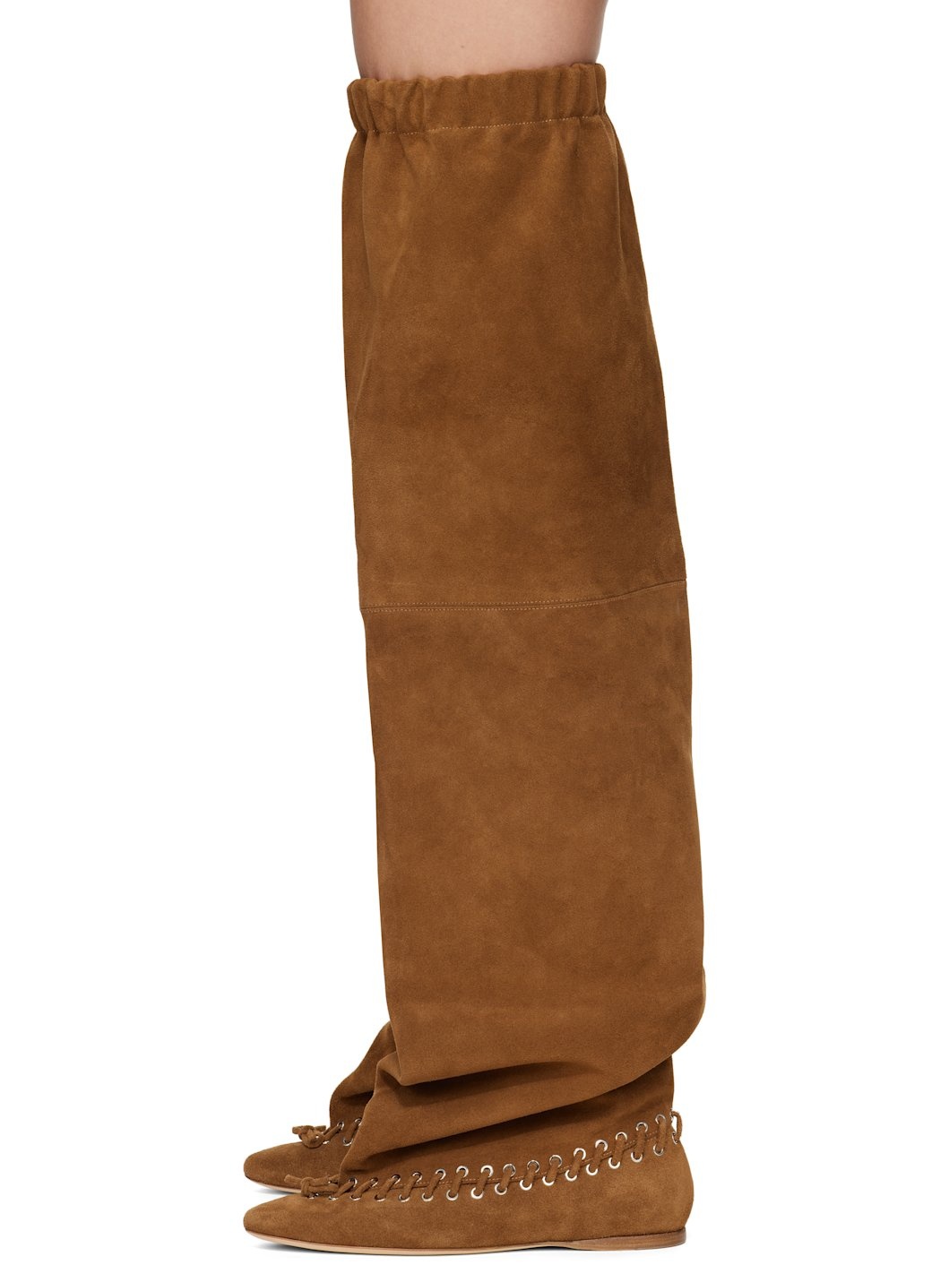 Brown Level Flat Thigh High Tall Boots - 3