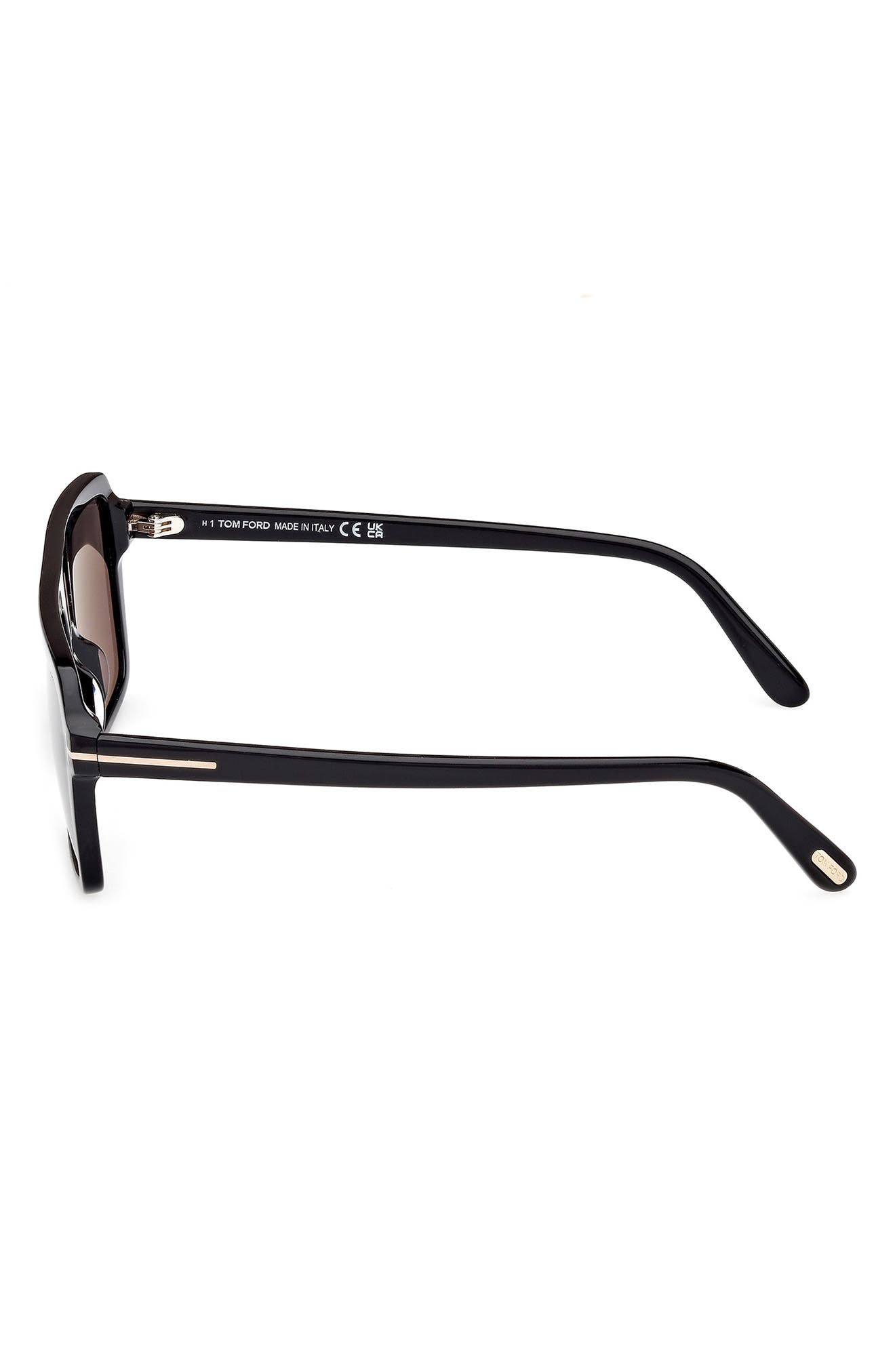 TOM FORD Vincent 56mm Pilot Sunglasses in Shiny Black/Eco/Smoke Lenses at Nordstrom - 6