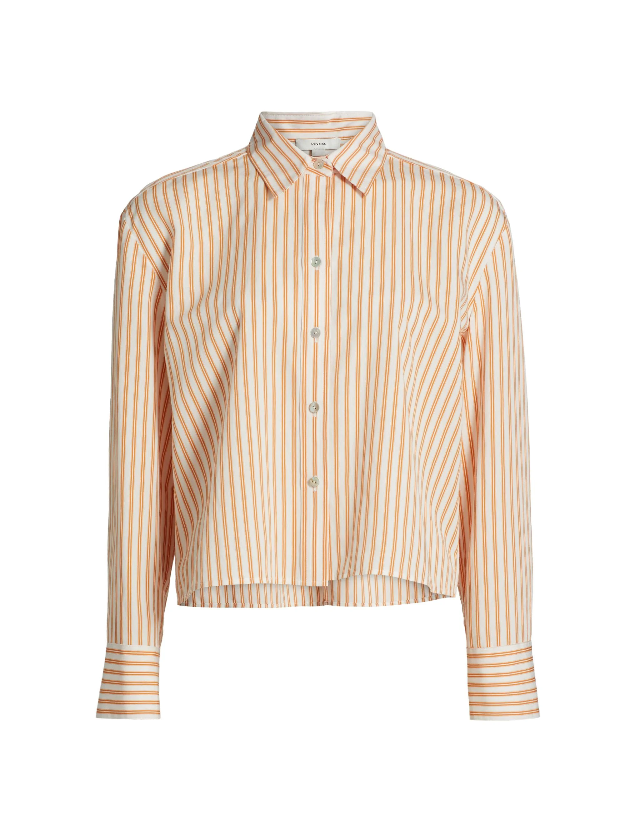 Women's Till Stripe Cropped Shirt - Marigold Off White - 1