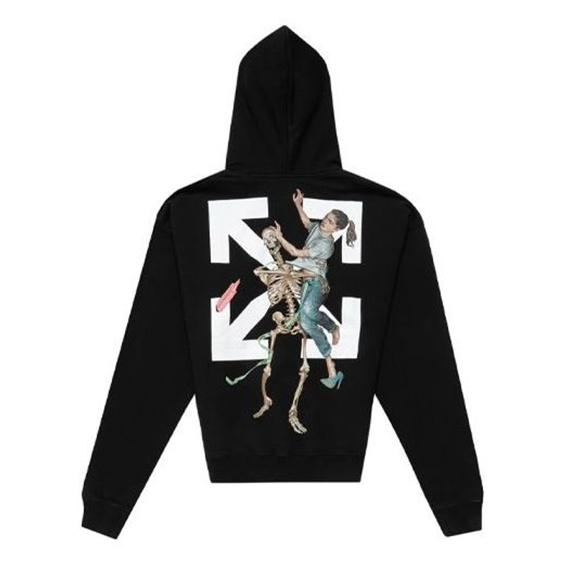 Off-White 남자의 떨어져 백색 면 화살 인쇄 검정 OMBB037F20FLE0011010 outlook