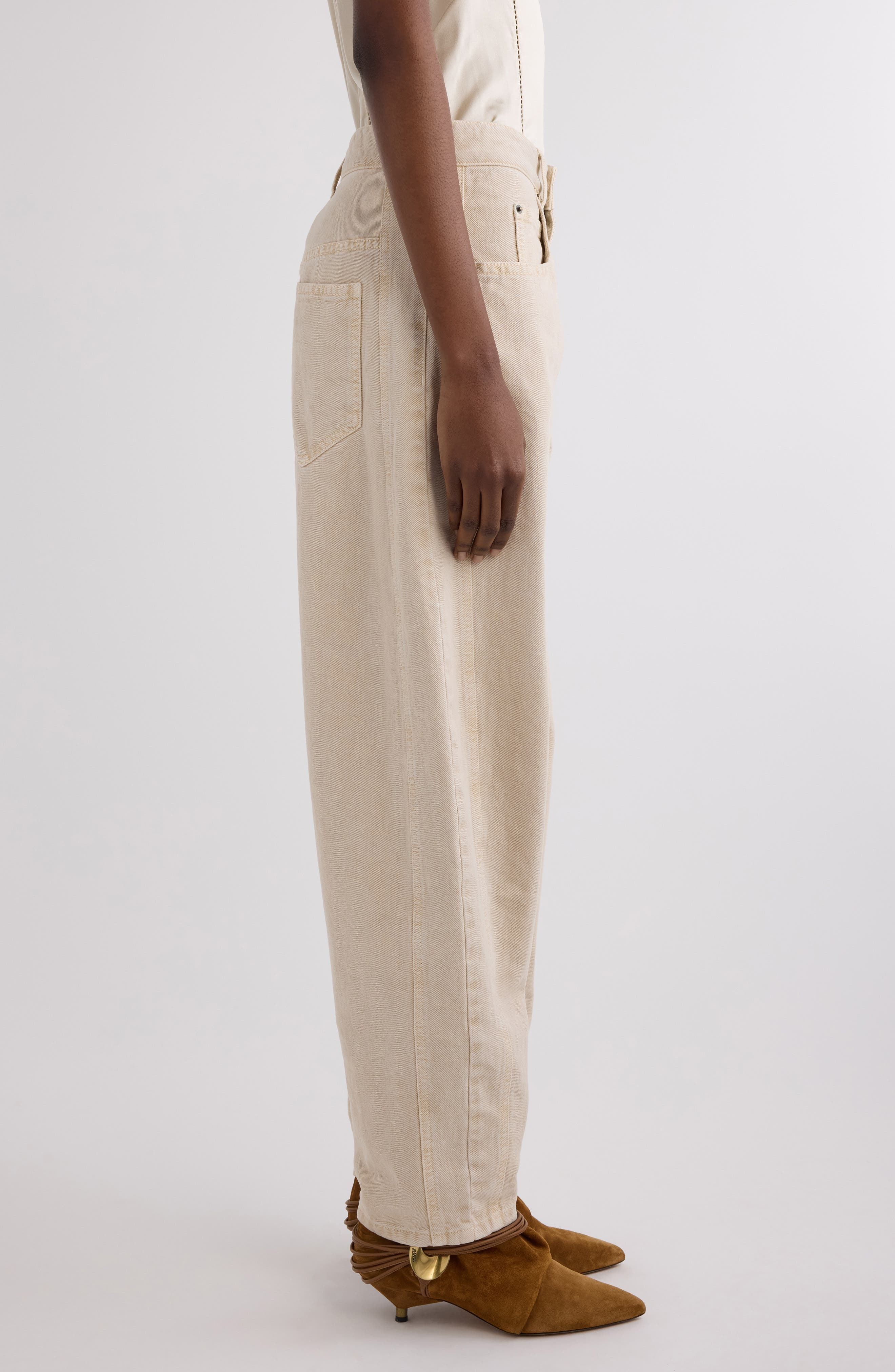 Isabel Marant Oriane Barrel Leg Jeans in Ecru at Nordstrom - 4
