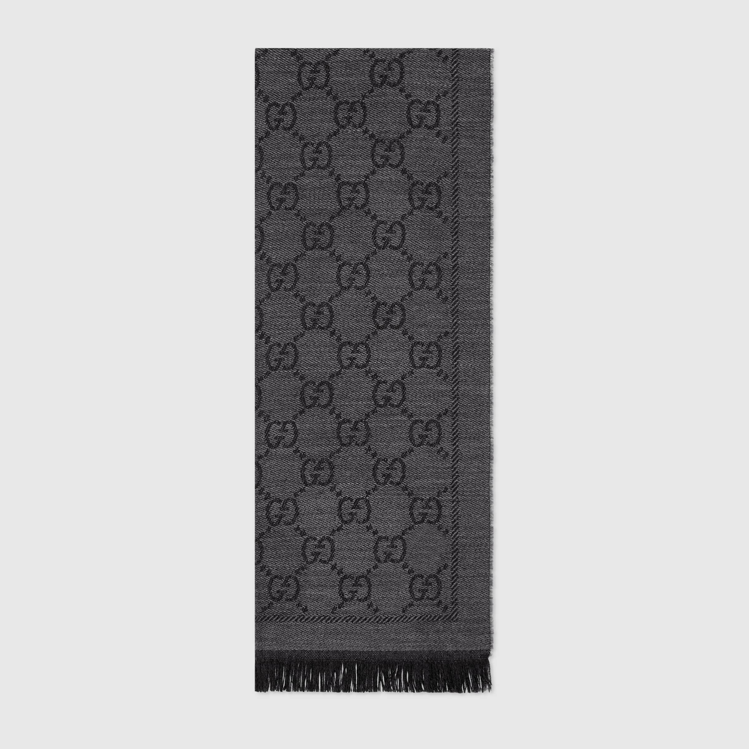 GG jacquard pattern knitted scarf - 1