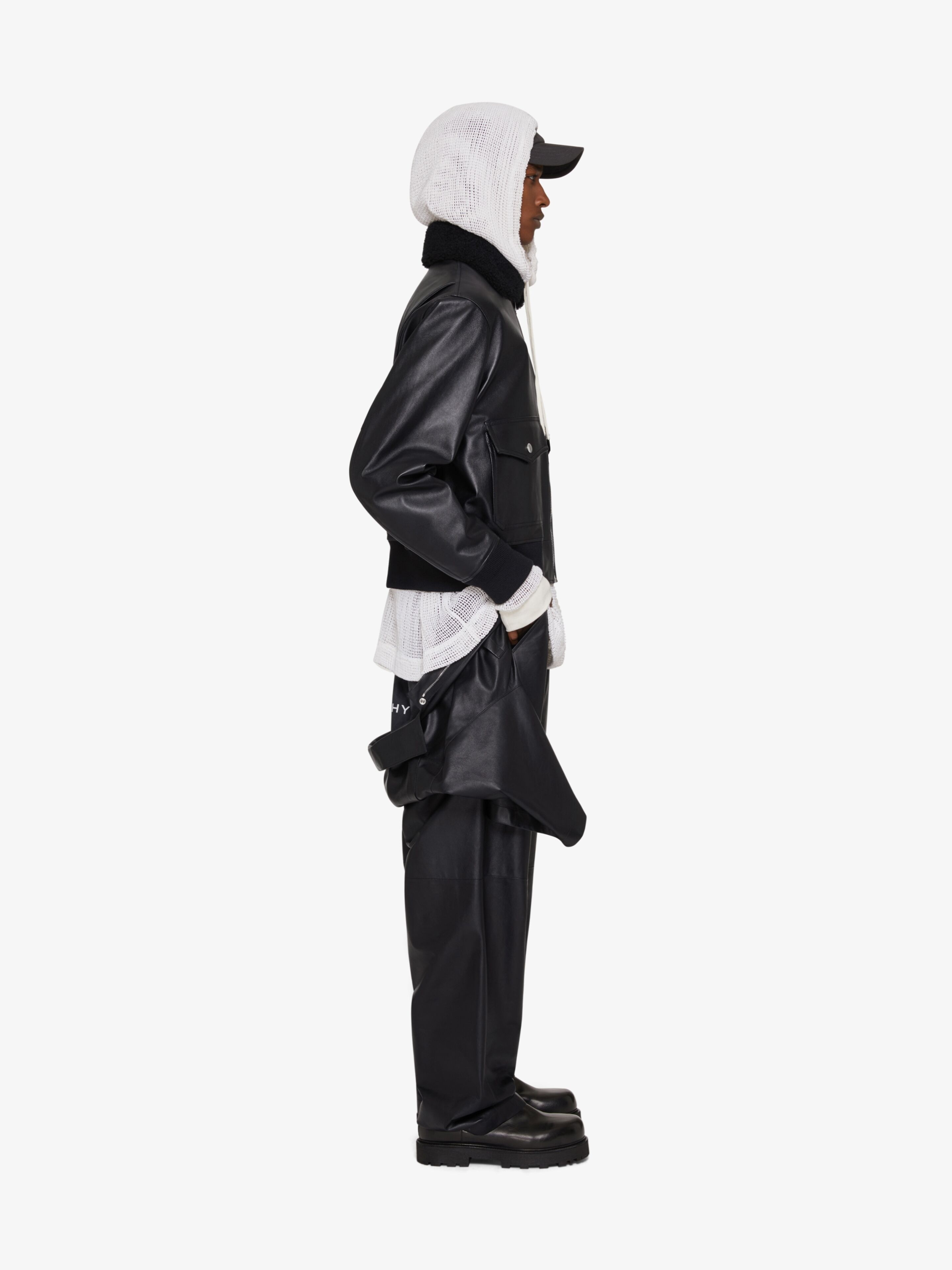 AVIATOR JACKET IN LEATHER AND SHEARLING WITH POCKET - 3