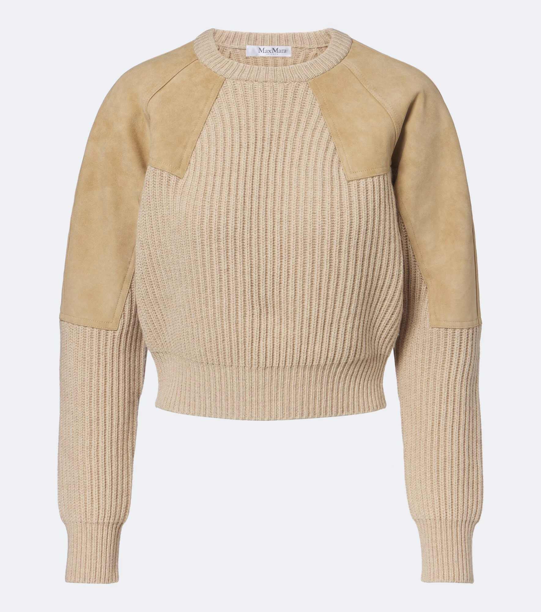 Suede-paneled wool and cashmere sweater - 1
