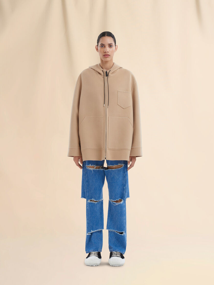 BEIGE WOOL-CASHMERE PARKA WITH MARNI MENDING - 2