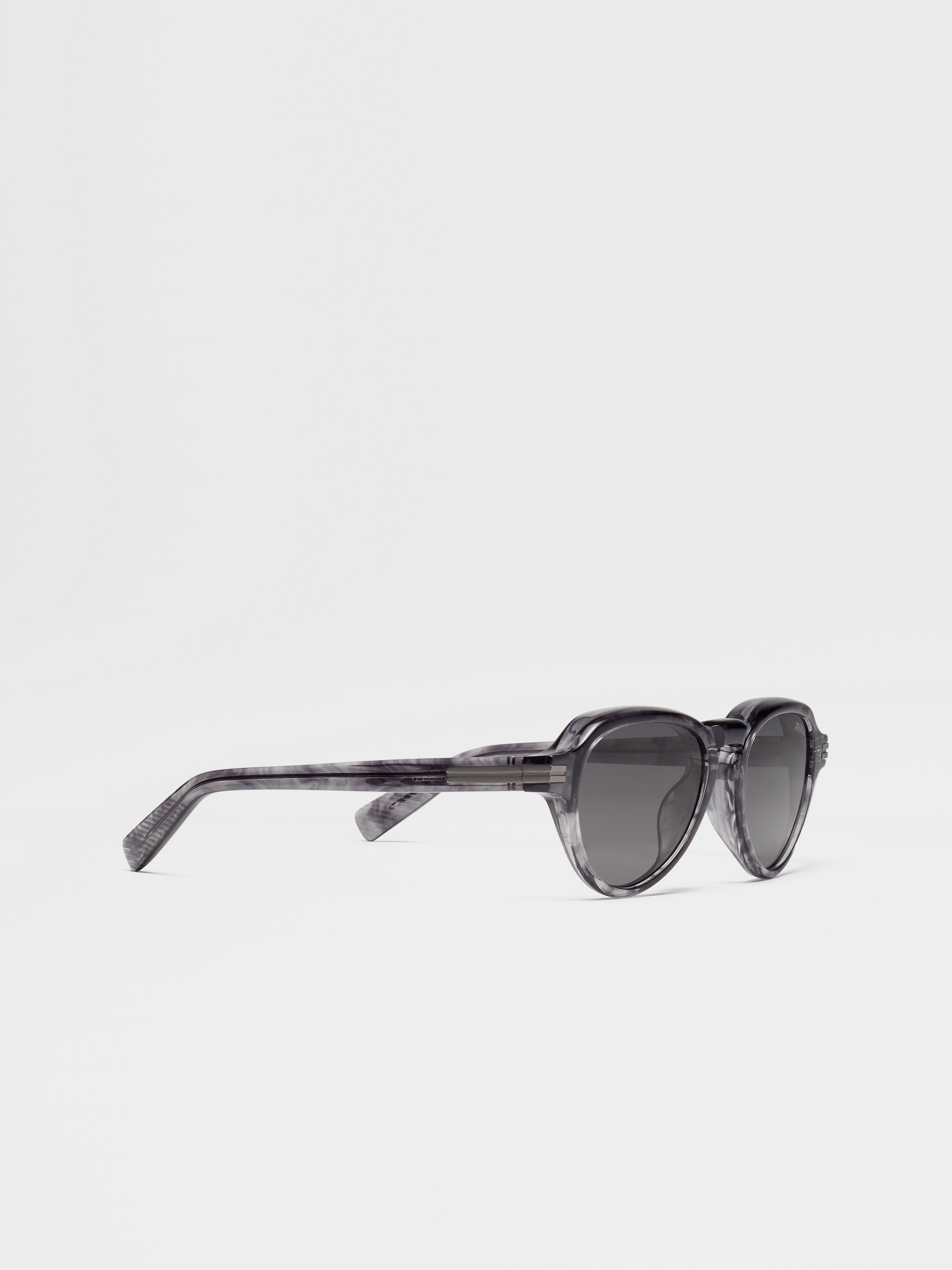 TRANSPARENT GREY HAVANA ACETATE SUNGLASSES - 3