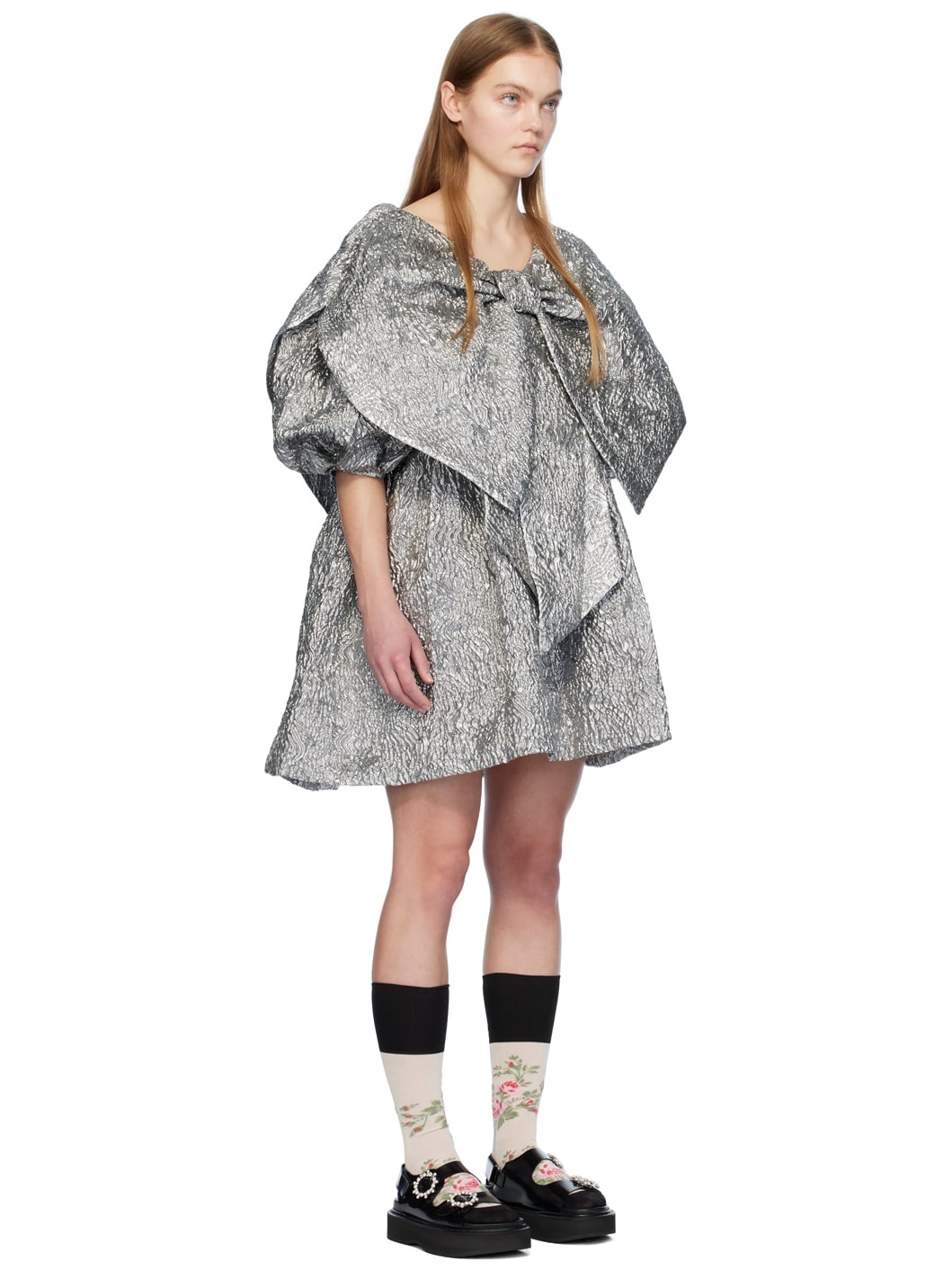 Silver Double Bow Minidress - 2