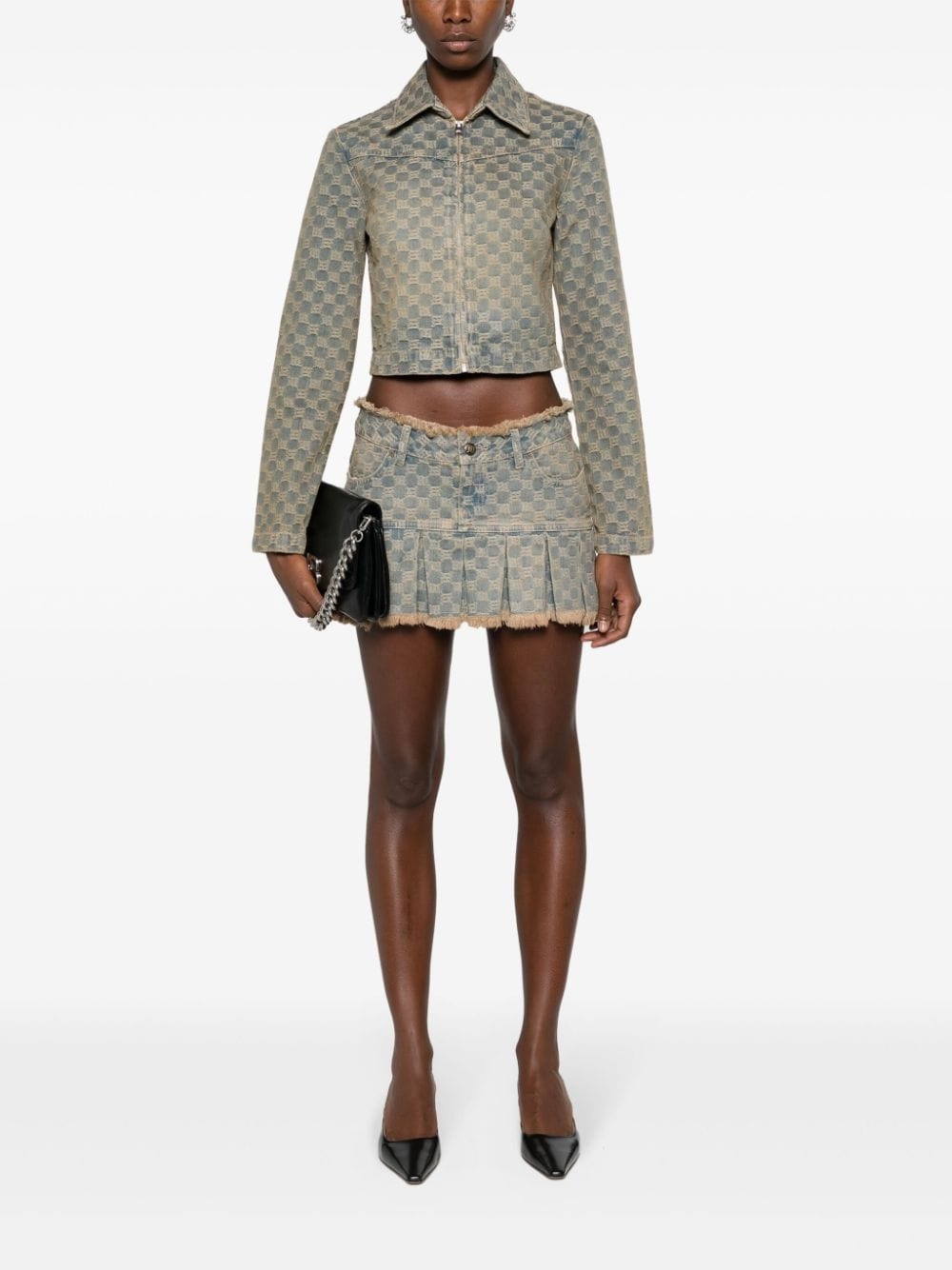 monogram-jacquard denim miniskirt - 2