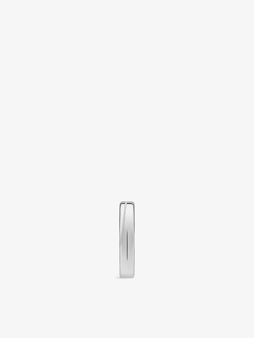 Diagonal engraved-interlocking G sterling-silver ring - 4
