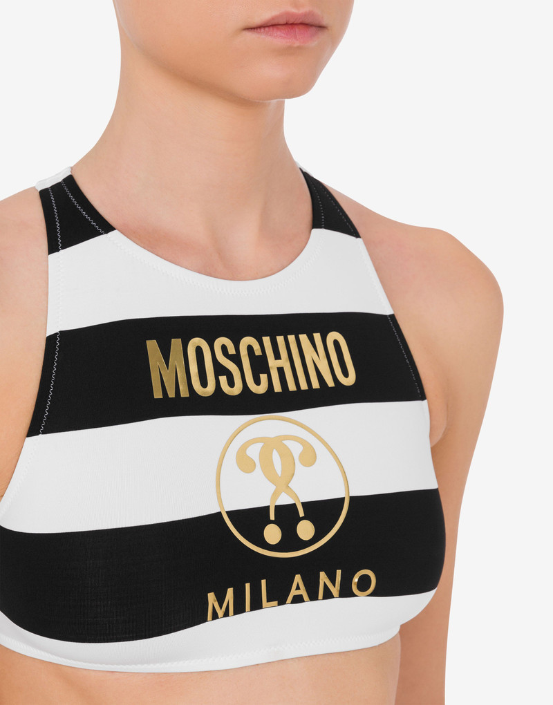 DOUBLE QUESTION MARK STRIPED BIKINI TOP 4