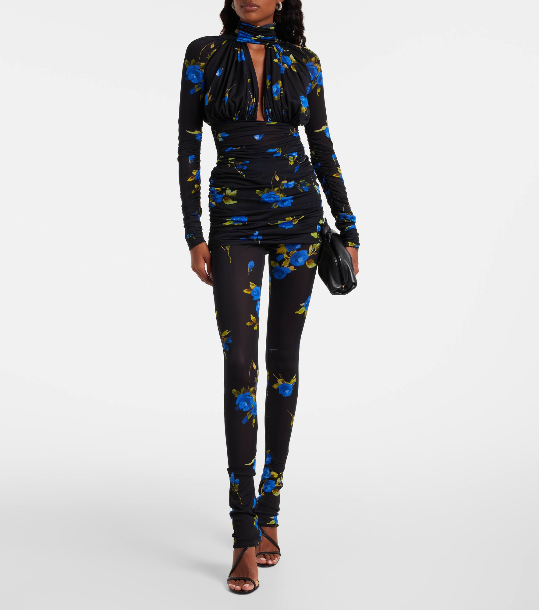 Cutout floral jersey bodysuit - 2