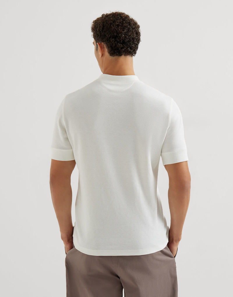 Cotton waffle jersey T-shirt with Henley collar 3
