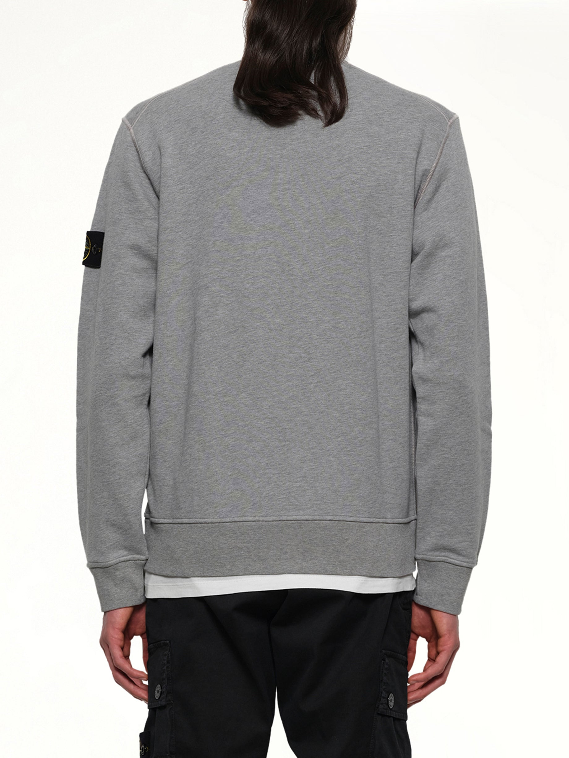 610006 Washed Cotton Sweatshirt in Melange Grey - 6