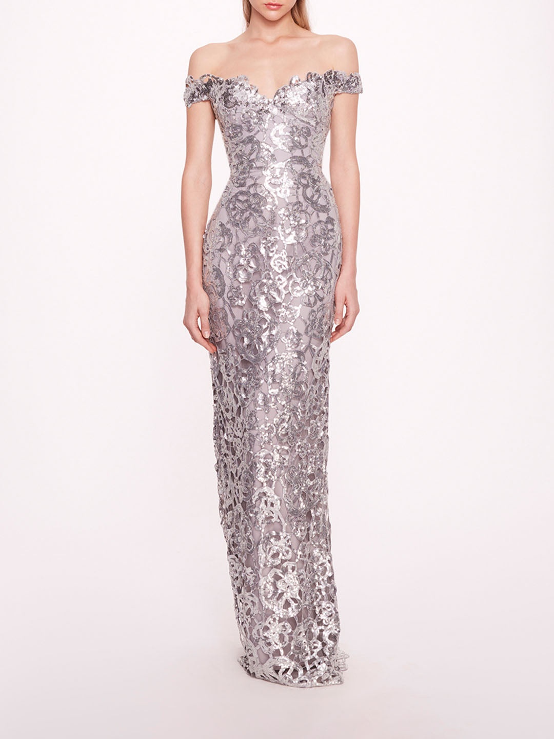 ORGANIC NECKLINE SEQUIN GOWN - 1