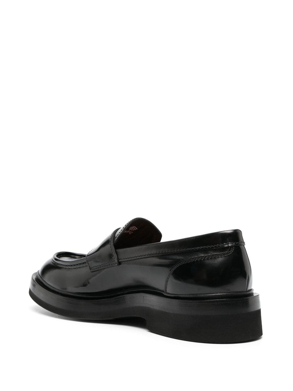 high-shine leather loafers - 3