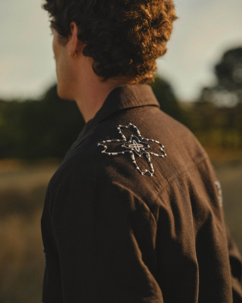 Eldon - Black Floral Embroidered Cotton Twill Jacket 4