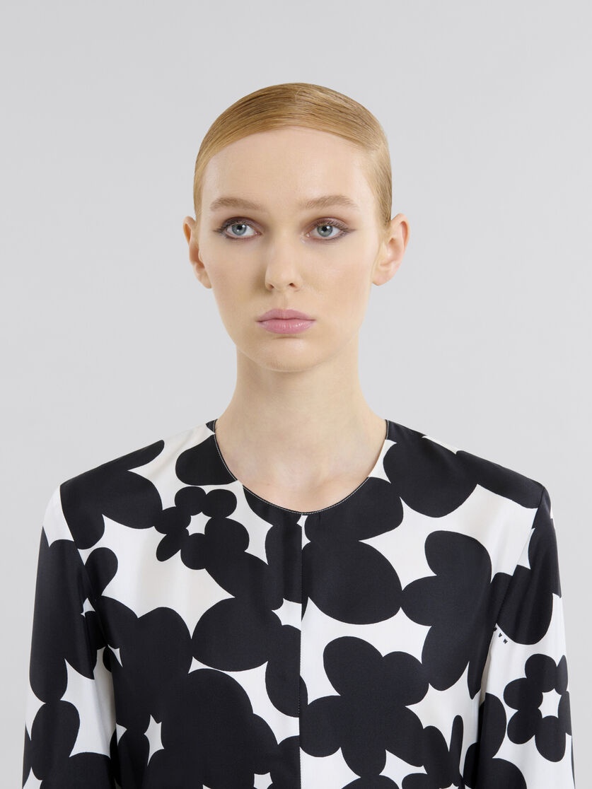 BLACK AND WHITE DILLES PRINT SILK DRESS - 4
