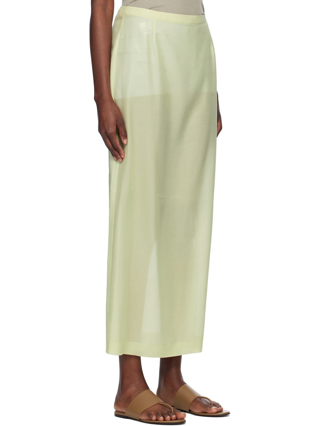 Green Foil Printed Silk Lawn Maxi Skirt - 2