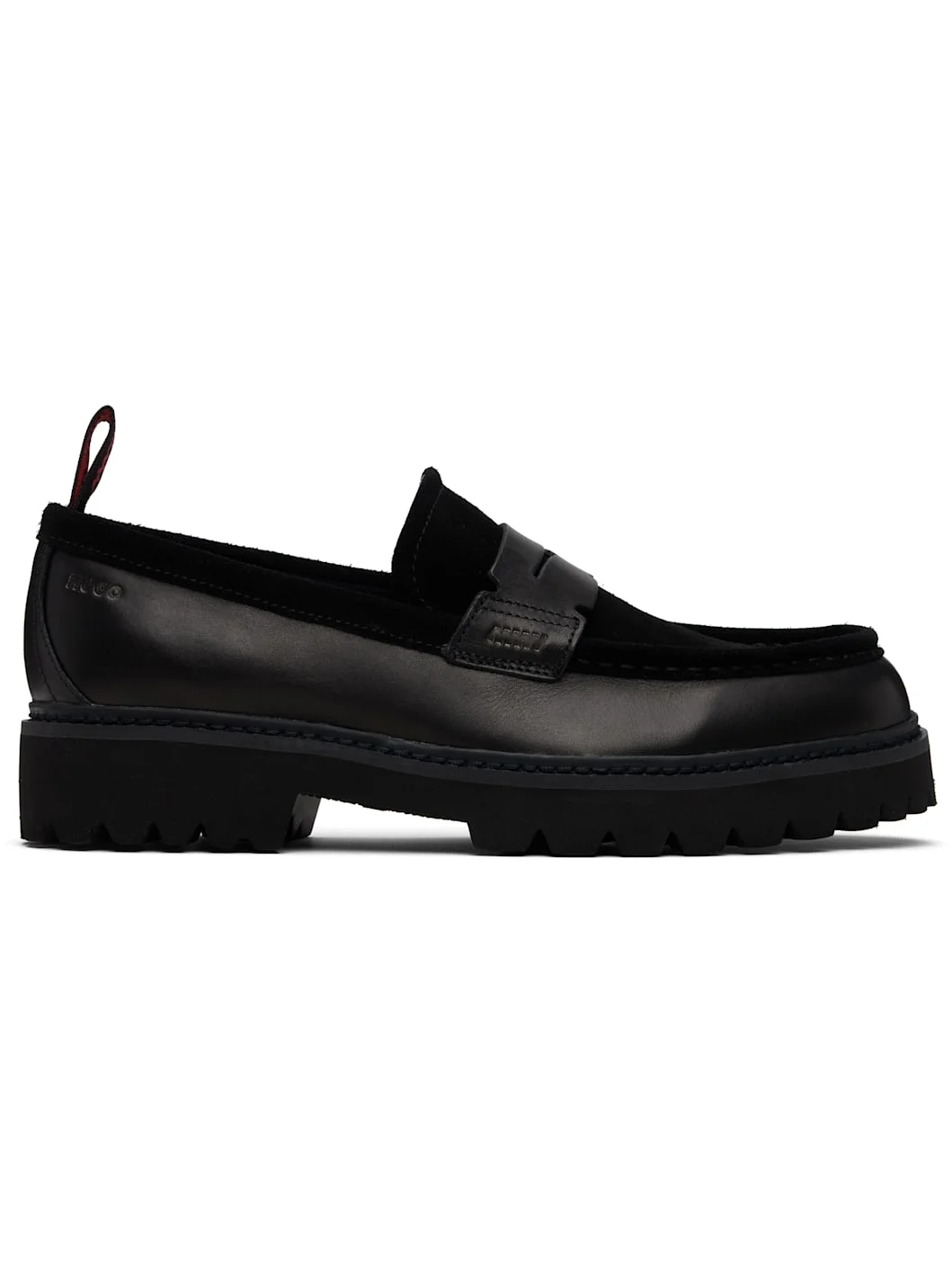 Black Leather & Suede Loafers - 1