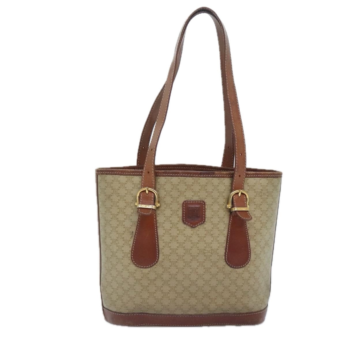 CELINE Macadam Canvas Tote Bag Pvc Leather Beige - 13
