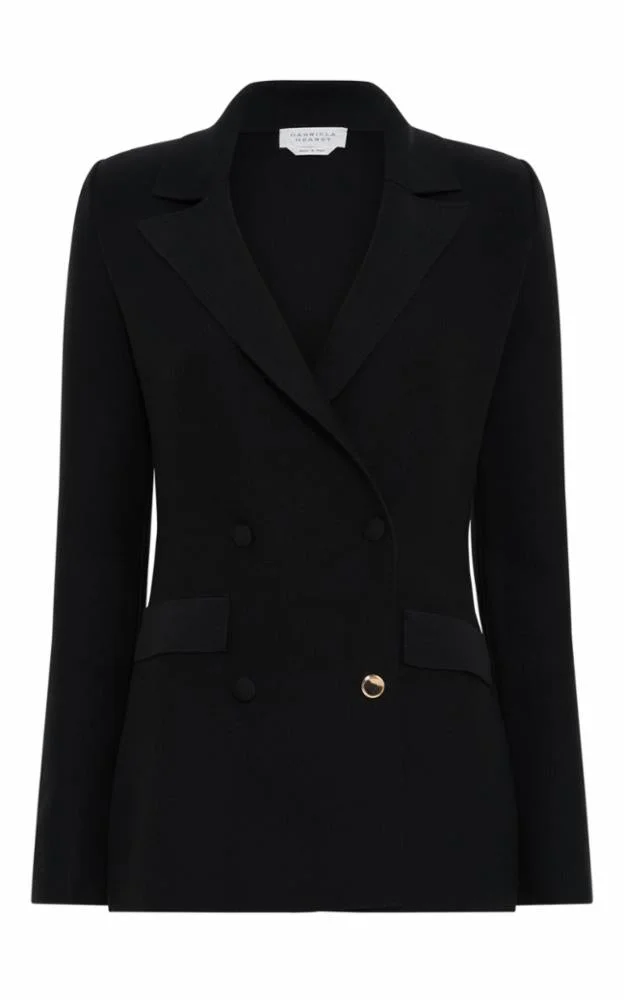 Ceto Knit Blazer in Black Merino Wool Cashmere - 1