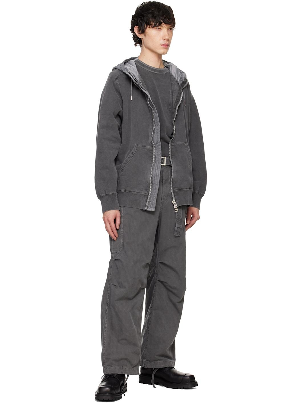 sacai 国内買付 Garment Dye Cotton Jersey Hoodie Gray Garment Dye Cotton Jersey Hoodie by sacai on Sale