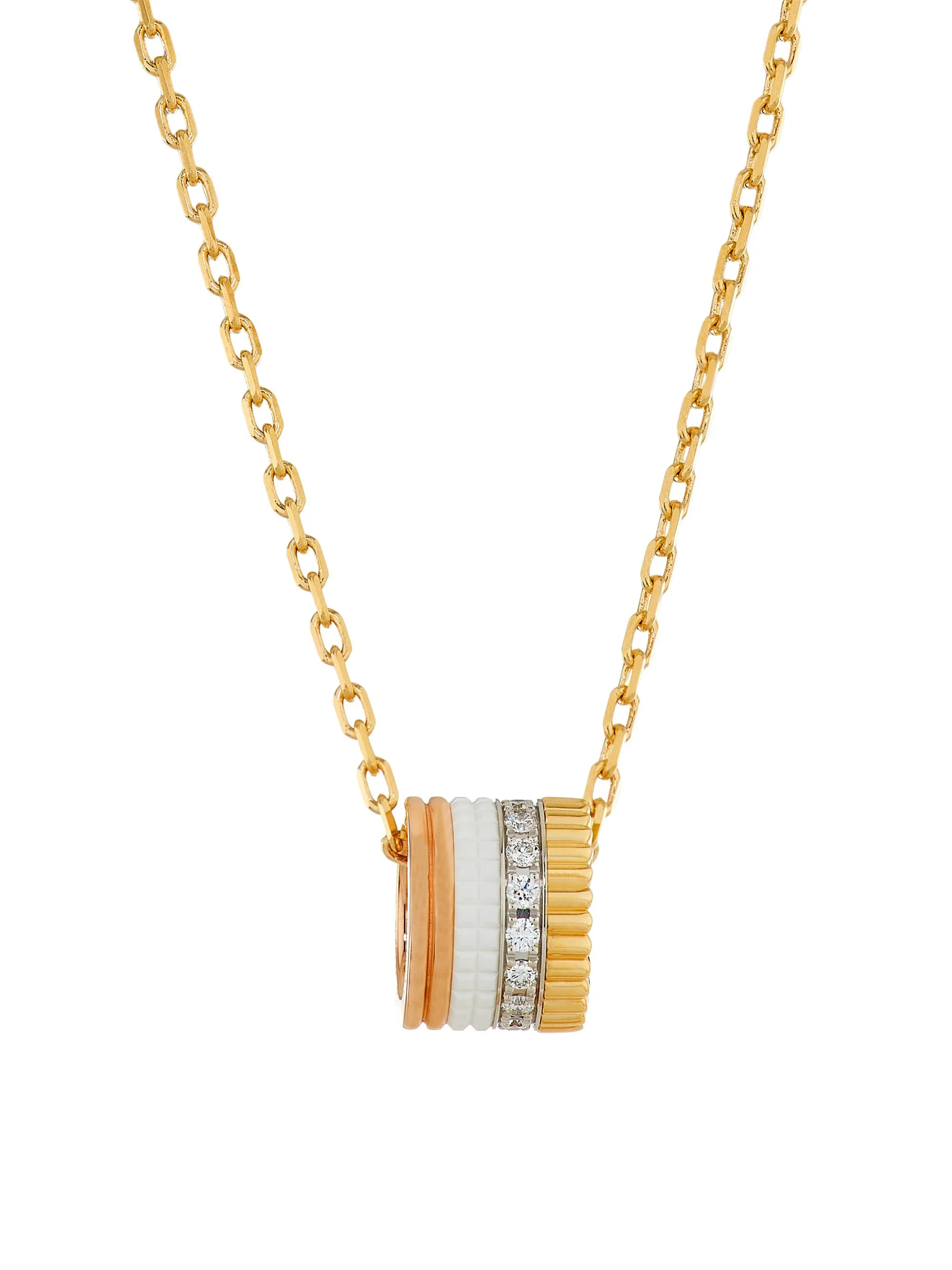 Women's Quatre White Edition Tri-Tone 18K Gold, 0.23 TCW Diamond & HyCeram Pendant Necklace - Yellow - 1