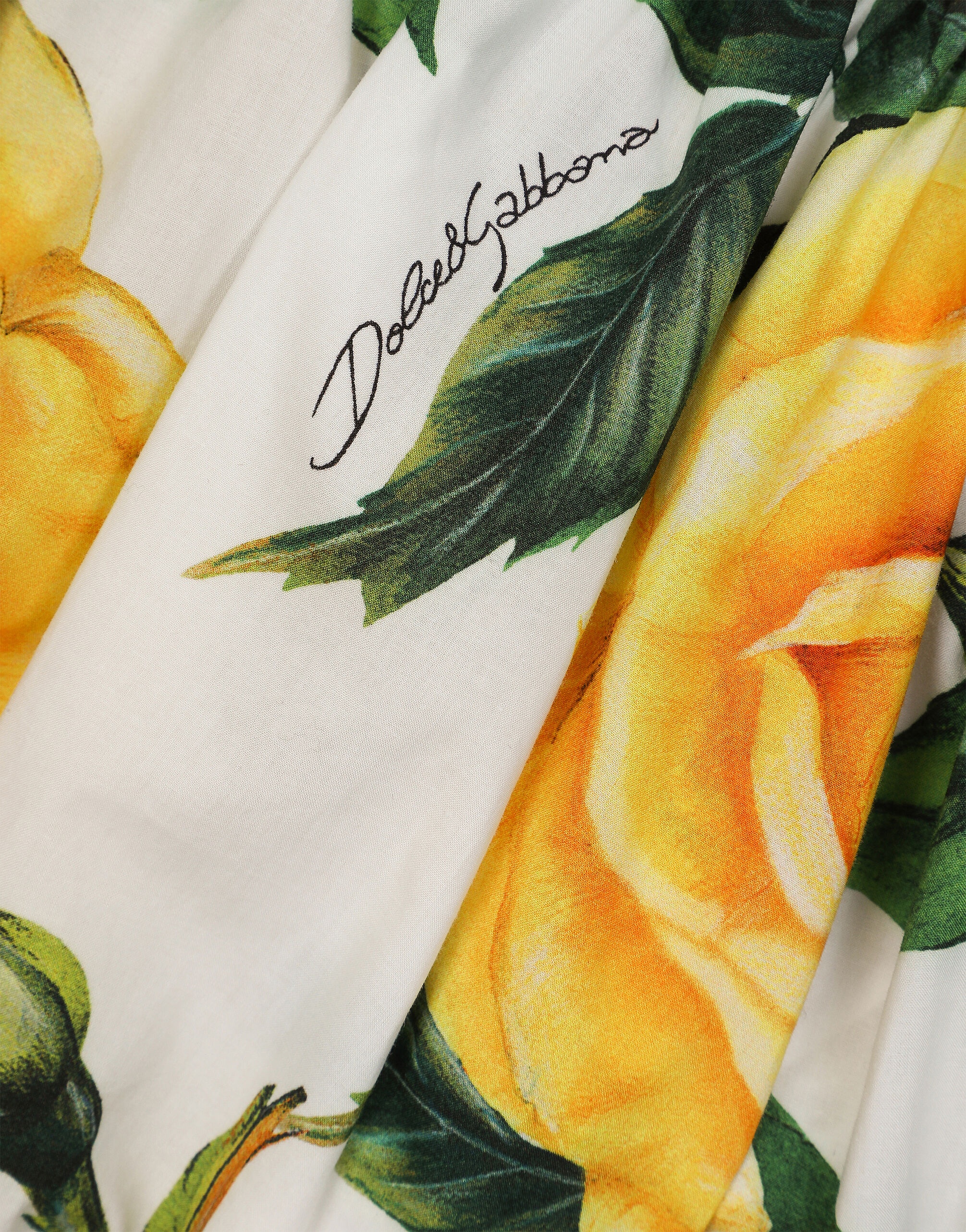Bardot-neck crop top in yellow rose-print cotton - 3