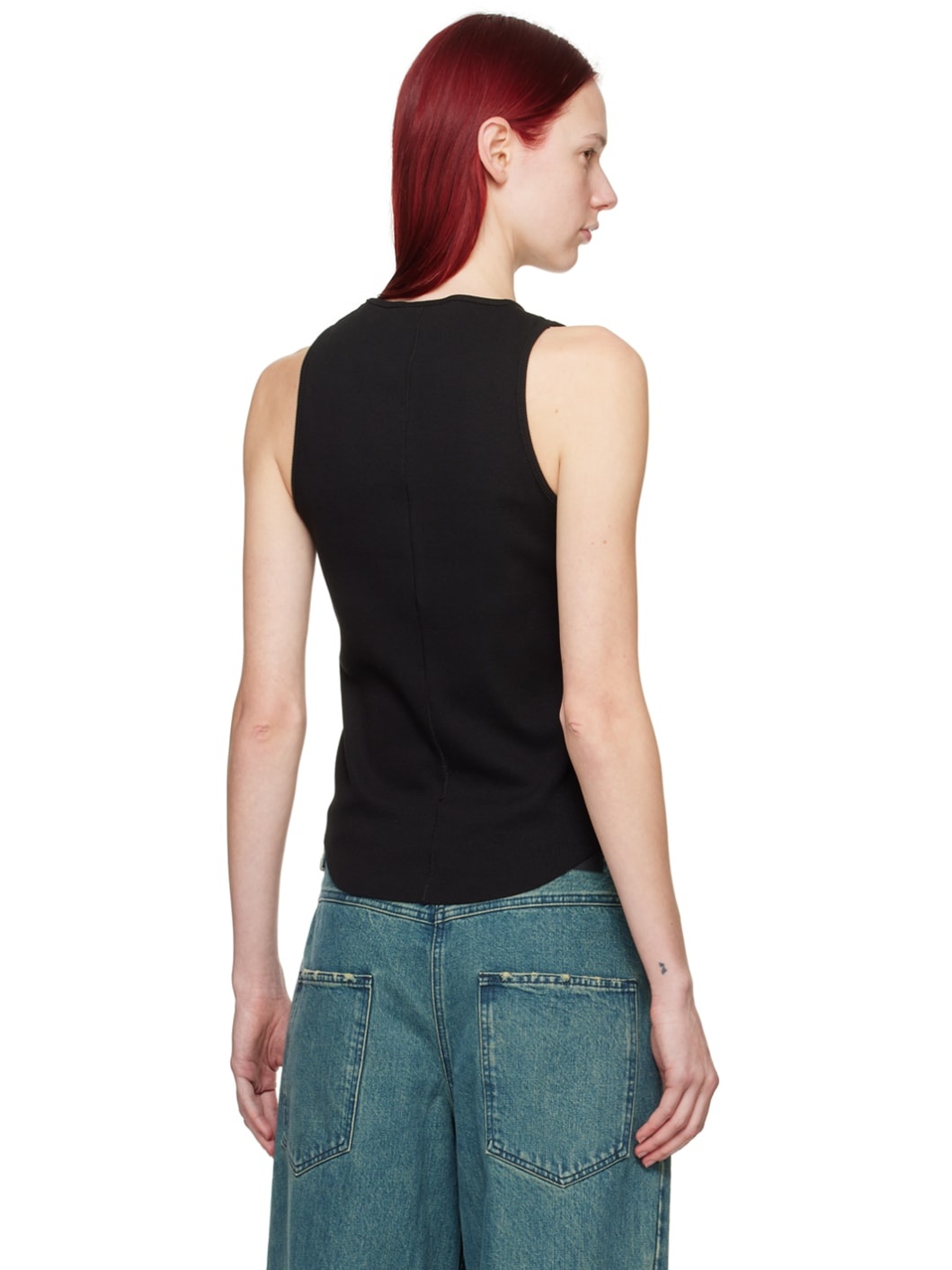 Black Raw Edge Tank Top - 3