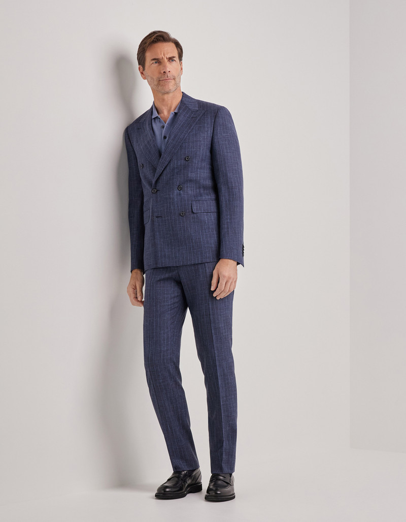 LIGHT BLUE DENIM-EFFECT WOOL REGULAR-FIT SUIT 81