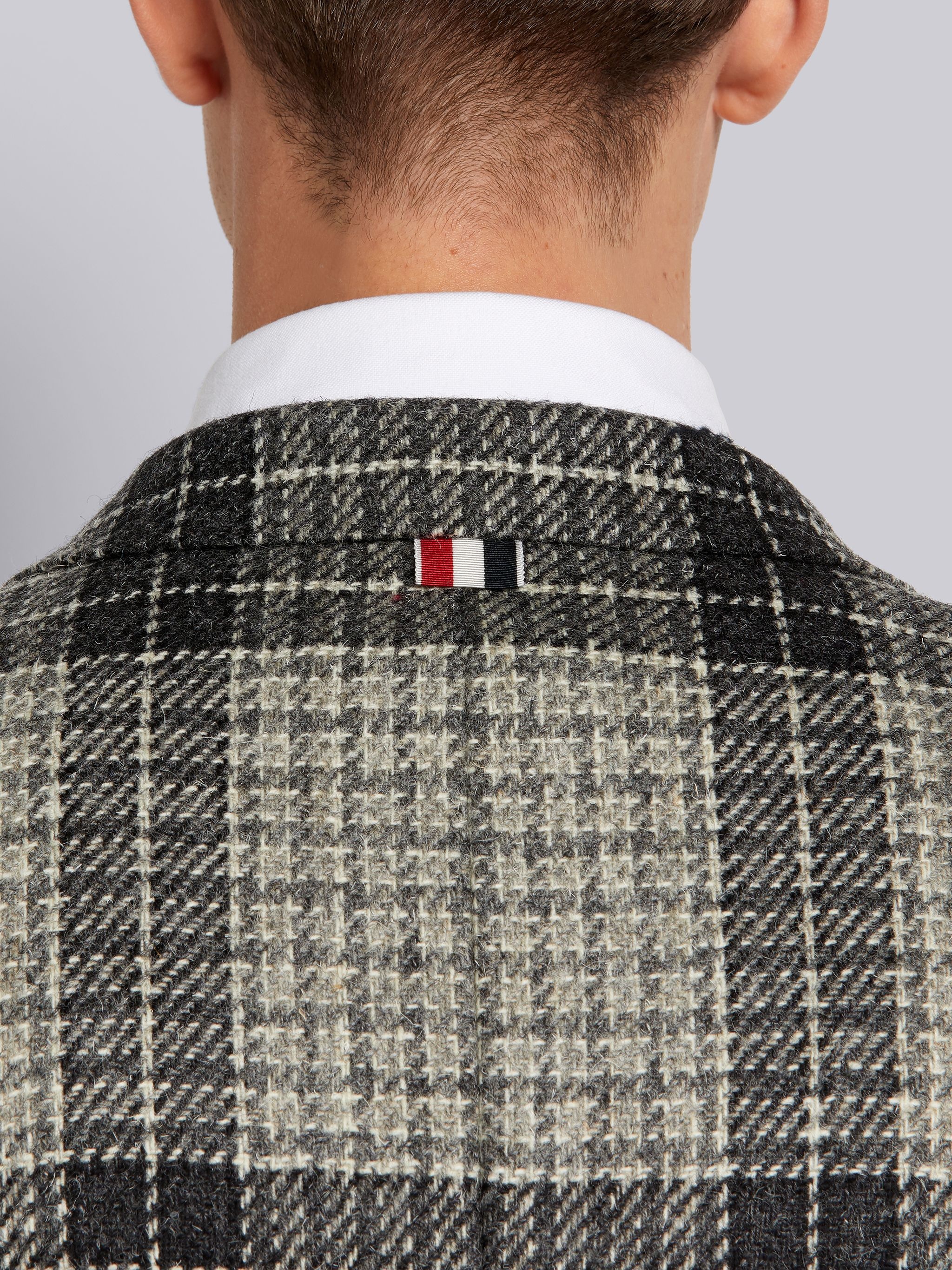 Medium Grey Grid Windowpane Check British Wool Classic Sport Coat - 5