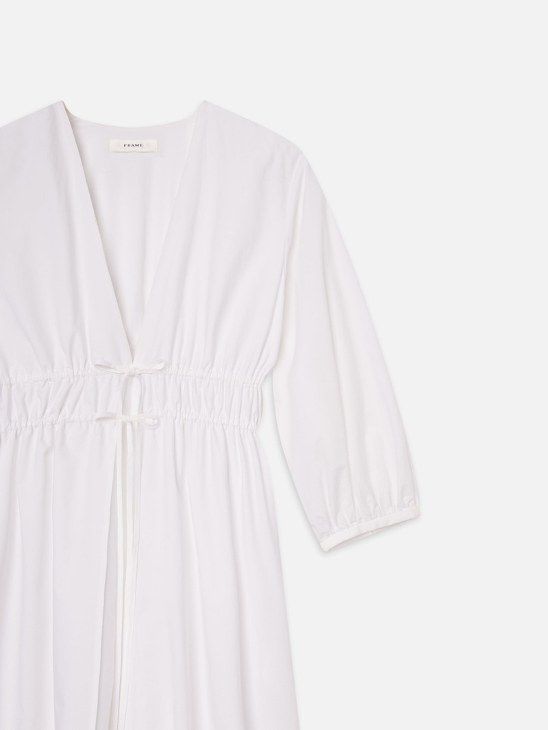 FRAME The Cinched Dress in White outlook