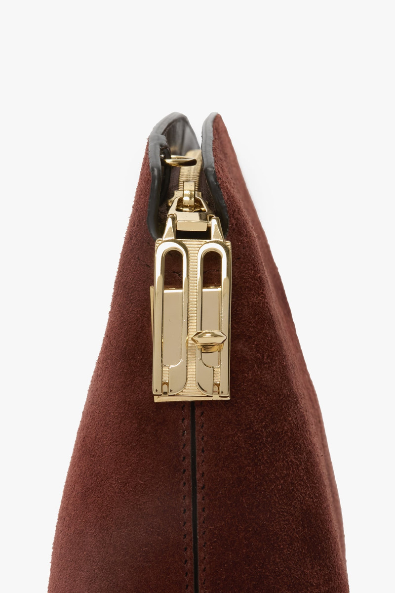 Victoria Crossbody Bag In Dark Brown Suede 6